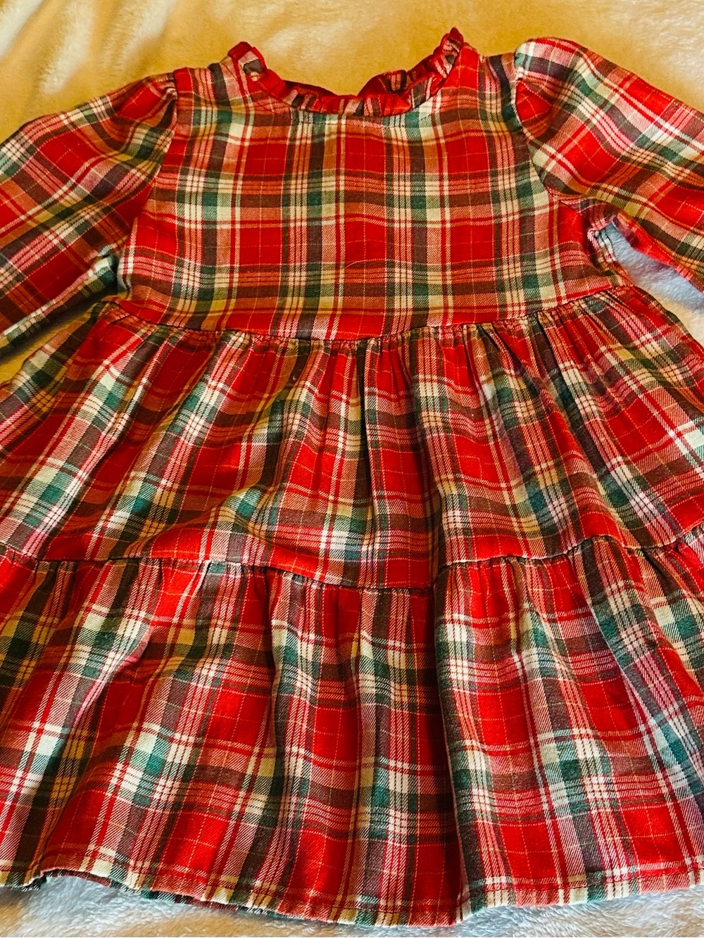 Cat & Jack Red Plaid Tiered Holiday Dress